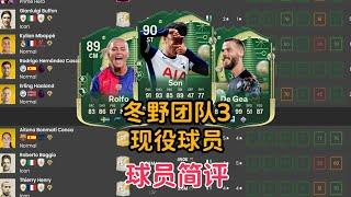 冬野team3 现役 孙兴慜 罗尔芙 德赫亚 达尼洛 奥纳纳 史密斯等 球员简评【FC25】