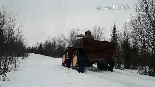 Пробую вологодский .Каракат по глубокому снегу.