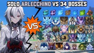 Solo C0 Arlecchino vs 34 Bosses Without Food Buff | Genshin Impact