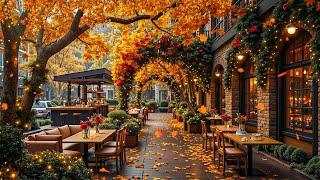 Cozy Fall Morning at Outdoor Coffee Shop - Soothing Jazz Tunes & Christmas Vibe To Work, Calm, Relax