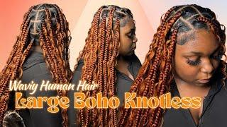 HOW TO: LARGE BOHO KNOTLESS BRAIDS *easy method* | BOHEMIAN KNOTLESS BOX BRAIDS REVIEW