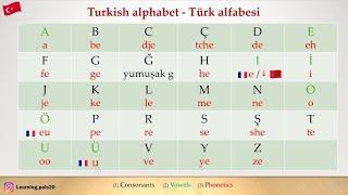 Turkish Lesson - Alphabet  with ENGLISH pronunciation for beginners ~ Türk Alfabesi