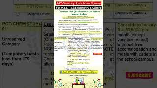 PGT Chemistry Vacancy in Sainik School | New PGT Chemistry Vacancy