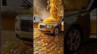 Golden Rolls-Royce Bursts Open!  Coins Storm the Streets  #GoldRush #LuxuryLife #MoneyMagnet