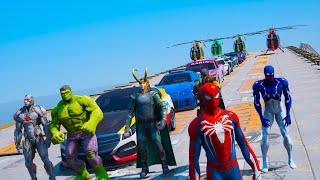 Spiderman Super Heroes Hulk Loki -Ramp GTAV  Super Challenge CARS Человек Паук Халк Локи и другие !