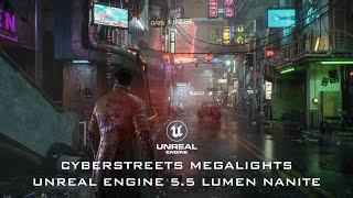 Cyber Streets Unreal Engine 5.5.0 Lumen Megalights