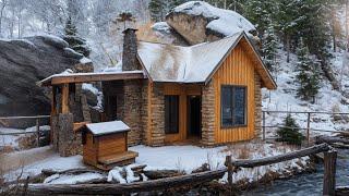 A man builds an amazing HOUSE UNDER A STEEP ROCK | Start to Finish