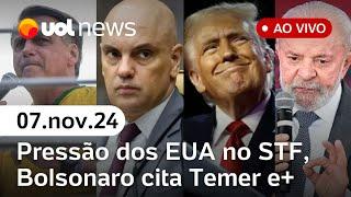 Trump eleito: STF espera pressão dos EUA; Bolsonaro inelegível cita Temer vice e+notícias | UOL News