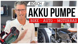 Wie schnell ist die elektrische  18V Akku Luftpumpe von BOSCH fürˋs Fahrrad | Auto | Motorrad ? 