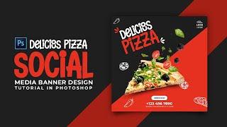 Pizza Social Media Banner Design | Adobe Photoshop Tutorial | Speed Art | Grafix Mentor