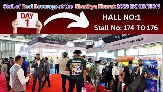 Stall of Real Beverage at the  Khadhya Khurak 2023 EXHIBITION - HALL NO:1 ,Stall No: 174 TO 176