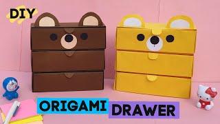 ORIGAMI PAPER TEDDY BEAR DRAWER/Paper Desk Organizer/Paper Storage Box/Origami Drawer DIY/Art Craft