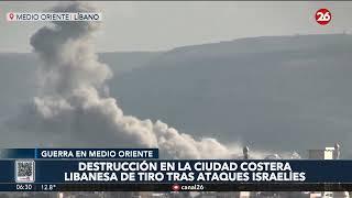 Destrucción en la ciudad costera libanesa de Tiro tras ataques israelíes