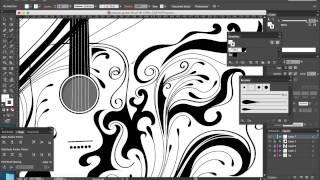 zentangle drawing in Adobe IllustratorCC - play guitar