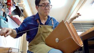 Awesome Leather Bag Craftsman’s Process of Making Classic Leather Briefcase for Gentleman