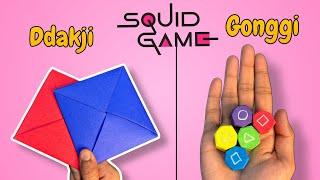 Make Easy Paper Ddakji And Gonggi Squid Game 🟦🟥