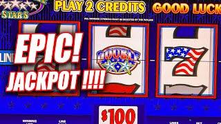 HIGH LIMIT JACKPOT ON TRIPLE DOUBLE  STARS   HIGH LIMIT HANDPAYS!  HUGE JACKPOT AT CASINO!