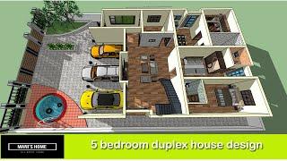 5 bedroom duplex house design, 5 bhk house design, 5 bedroom home design plans,