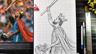 King Virat kohli Drawing outline, How To Draw Virat Kohli Full Body, विराट कोहली को चित्र कैसे बनाए