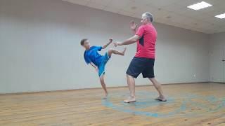 A dragon tail kick