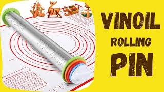 Vinoil Rolling Pin and Silicone Baking Pastry Mat Set |  for Baking Dough Pizza Pie Pastries