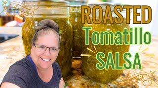 Roasted Tomatillo SALSA: Canning a Tangy Delight Preserved in a Jar.