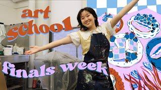 art school finals week vlog  | printmaking, embroidery, selling art, making jewelry, bookbinding