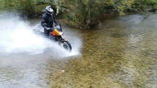 Kawasaki KLE500 & KTM 250 EXC, OFF ROAD, Muddy puddle & river riding.