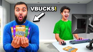 Donating V-BUCKS To My Little Brother While He Streams Fortnite!