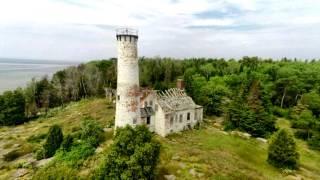 Poverty Island and St. Martin's Island Lighthouse drone video