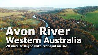 Avon River, Western Australia at sunrise and sunset by drone in 4k