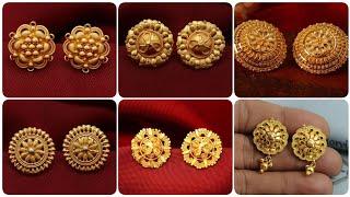 Latest gold stud earrings designs for daily use//gold earrings design for lightweight