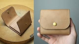 Making a Leather Trifold Wallet | DIY FREE PATTERN | HANDMADE | Leather Craft ASMR