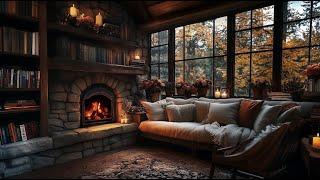  Stormy Evening Reading Nook: Rain, Fire & Thunder Sounds for Peace