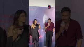 Watch as Ajay Devgn interrupts Kajol during the 'Maa' trailer launch?