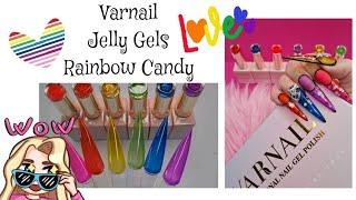 VARNAIL JELLY NAIL GELS | 6 RAINBOW CANDY  VALENTINE  LOVE NAIL TUTORIAL