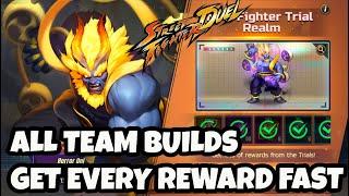 CLEAR HORROR ONI TRIAL REALM Team builds to get all rewards Street Fighter Duel