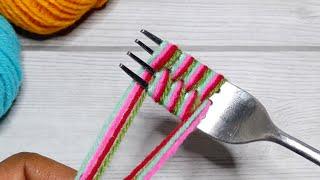 Amazing 3 Beautiful Woolen Yarn Flower making ideas with Fork | Easy Sewing Hack