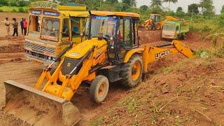 JCB 3DX Backhoe Loader Loading Mud work by Lorrys | Jcd | tractor video | come to village |