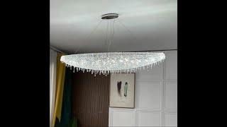 Boat Design Crystal Hanging Lighting Modern Chandelier For Rectangle Dining Island