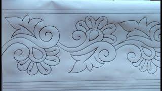 Hand embroidery amazing nakshi kantha border line design drawing, nakshi kantha design