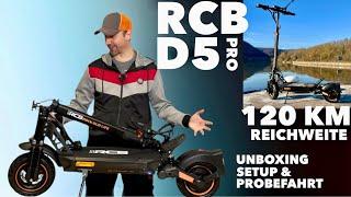 Extreme Reichweite - RCB D5 Pro vollgefederter E-Scooter - Unboxing, Setup & 1. Testfahrt