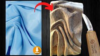 How to CARVE a CLOTH EFFECT in wood, WOOD CARVING clothes step by step tutorial