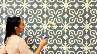 How to Stencil a Wall with Just Paint! Easy DIY Wall Decor with Wall Painting Stencils