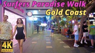 Australia Nightlife  Friday Night 4k Walk Surfers Paradise Gold Coast  ️