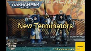 Warhammer 40k Ultramarines, and Iron Hands Terminator Captain 1:18 scale action figures by Joytoy.