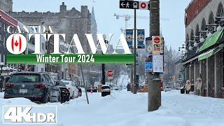 Ottawa Canada  Winter Walking Tour Downtown 13 Jan 2024 in 4K UHD (HDR) 60 fps