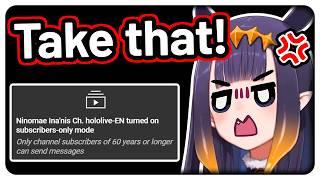 Chat makes Ina angry, so she turns on 60 years subscribers only chat 【Hololive EN】