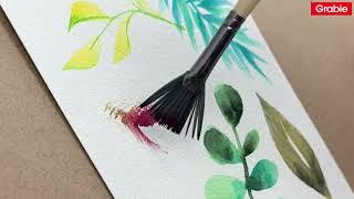 How to paint beautiful leaves with Grabie 24 pcs professional paint brush set