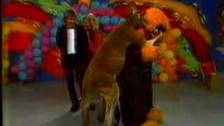 Marty Monster and Rags the kangaroo on The Early Bird Show